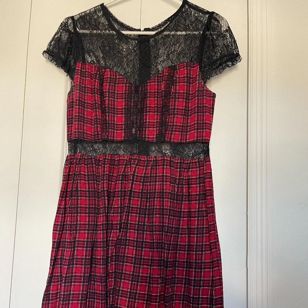 Royal Bones Plaid & Lace Gothic Dress | Size M - Picture 1 of 4